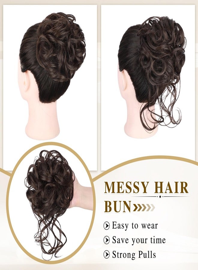 HMD 2PCS Messy Bun Hair Piece Curly Wavy Hair Bun with Elastic Rubber Band Synthetic Chignon Updo Fake Bun Hair Scrunchies for Women - Image 4